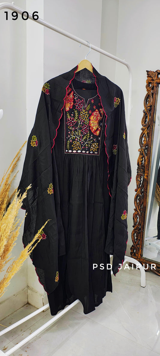 Black Mal Chanderi Suit