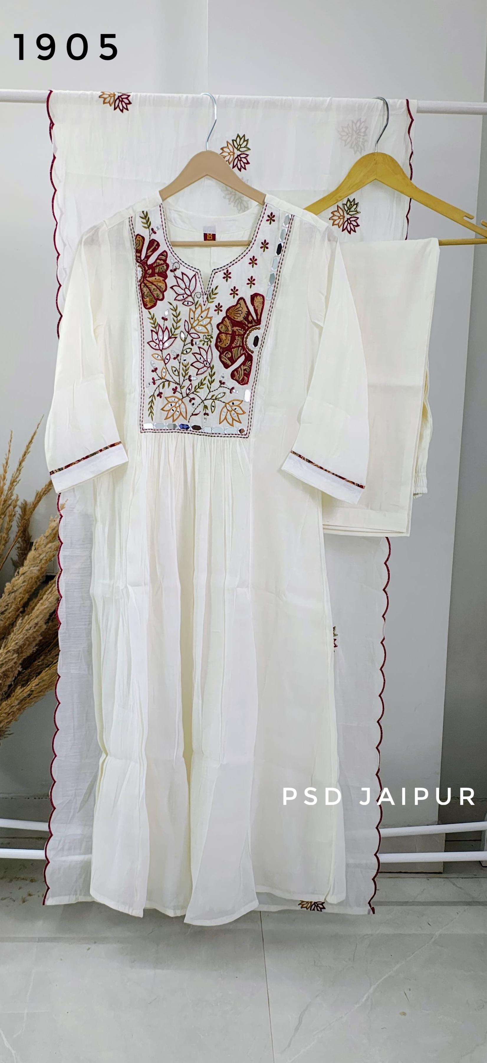 White Mal Chanderi Suit
