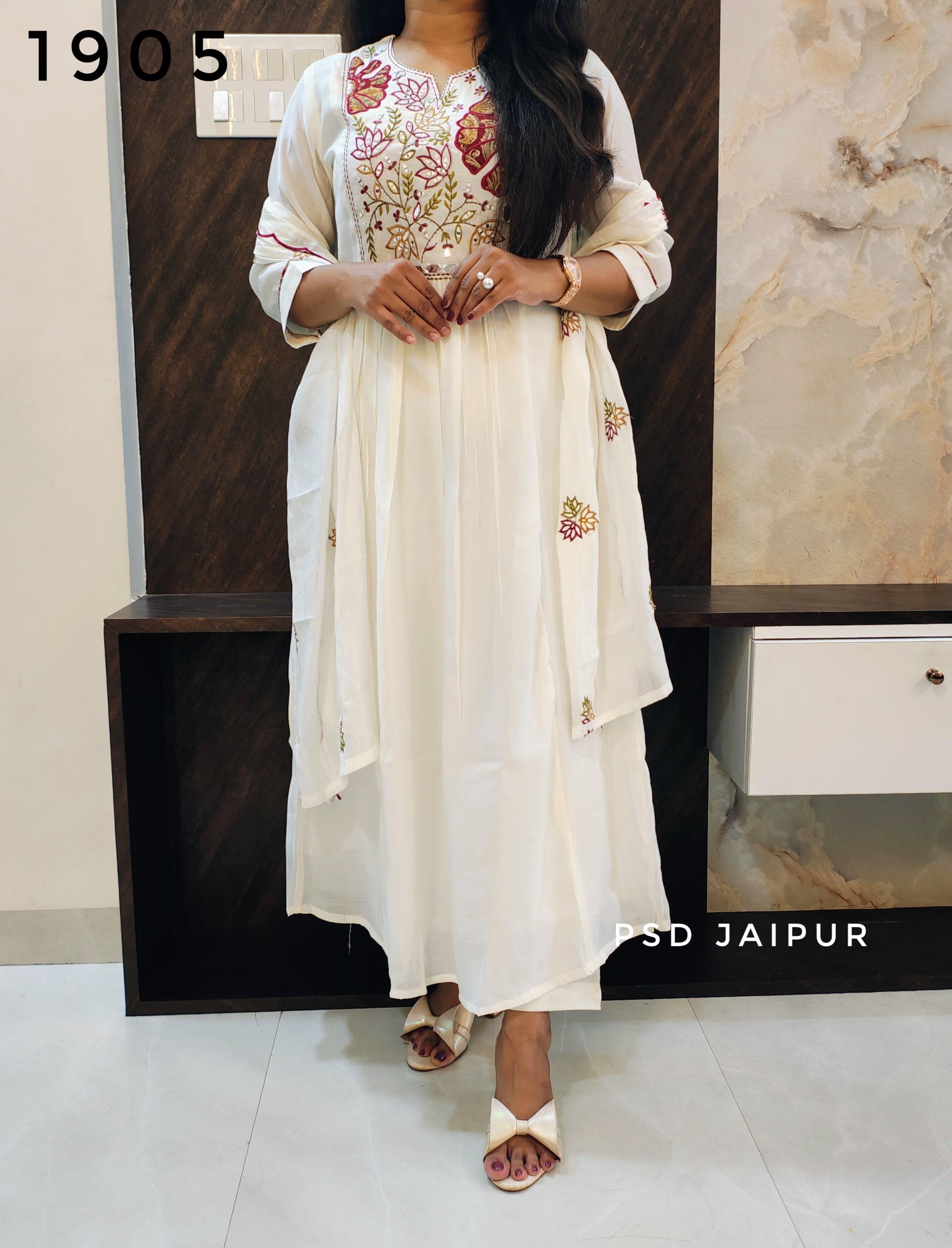 White Mal Chanderi Suit