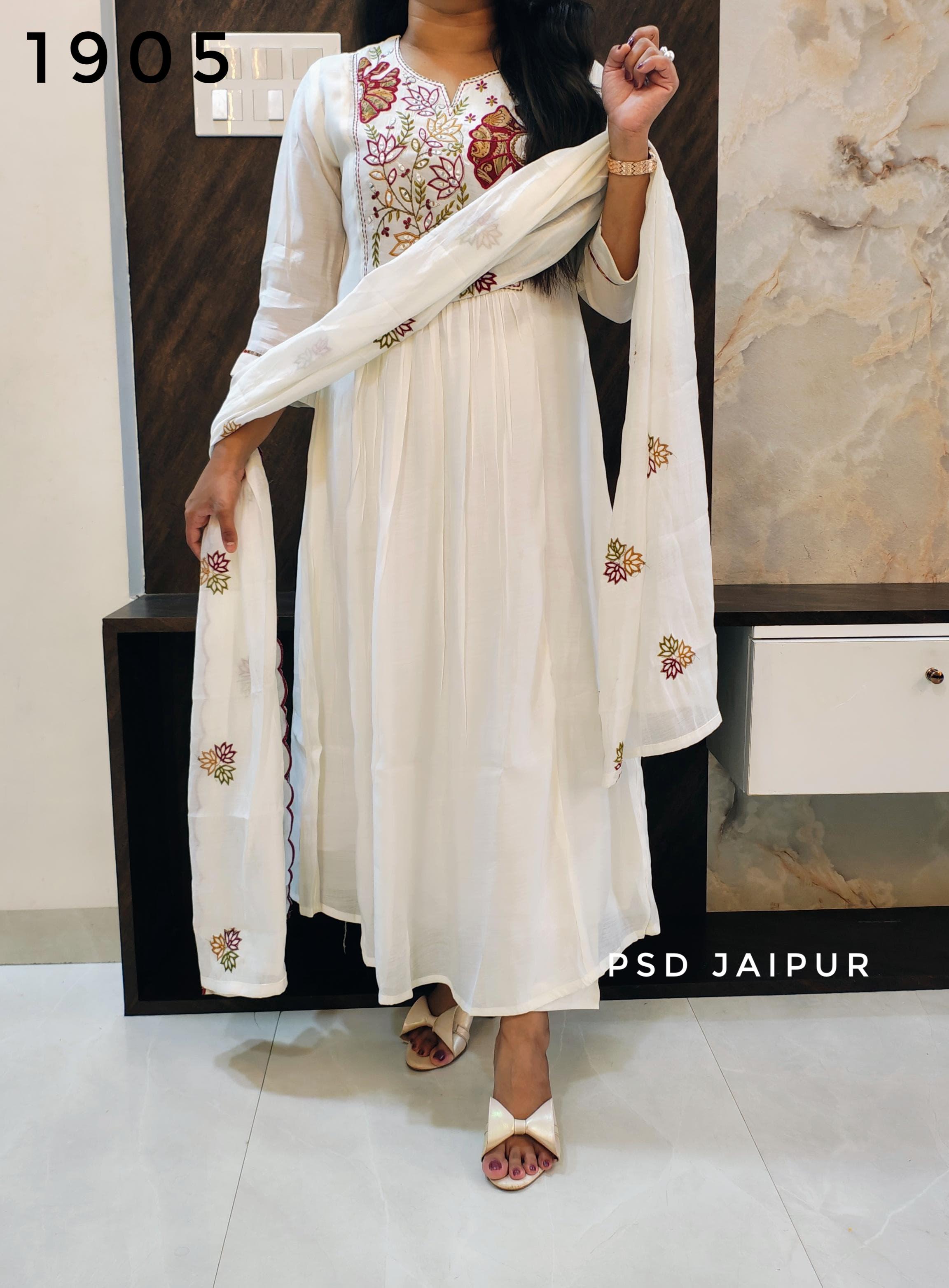 White Mal Chanderi Suit