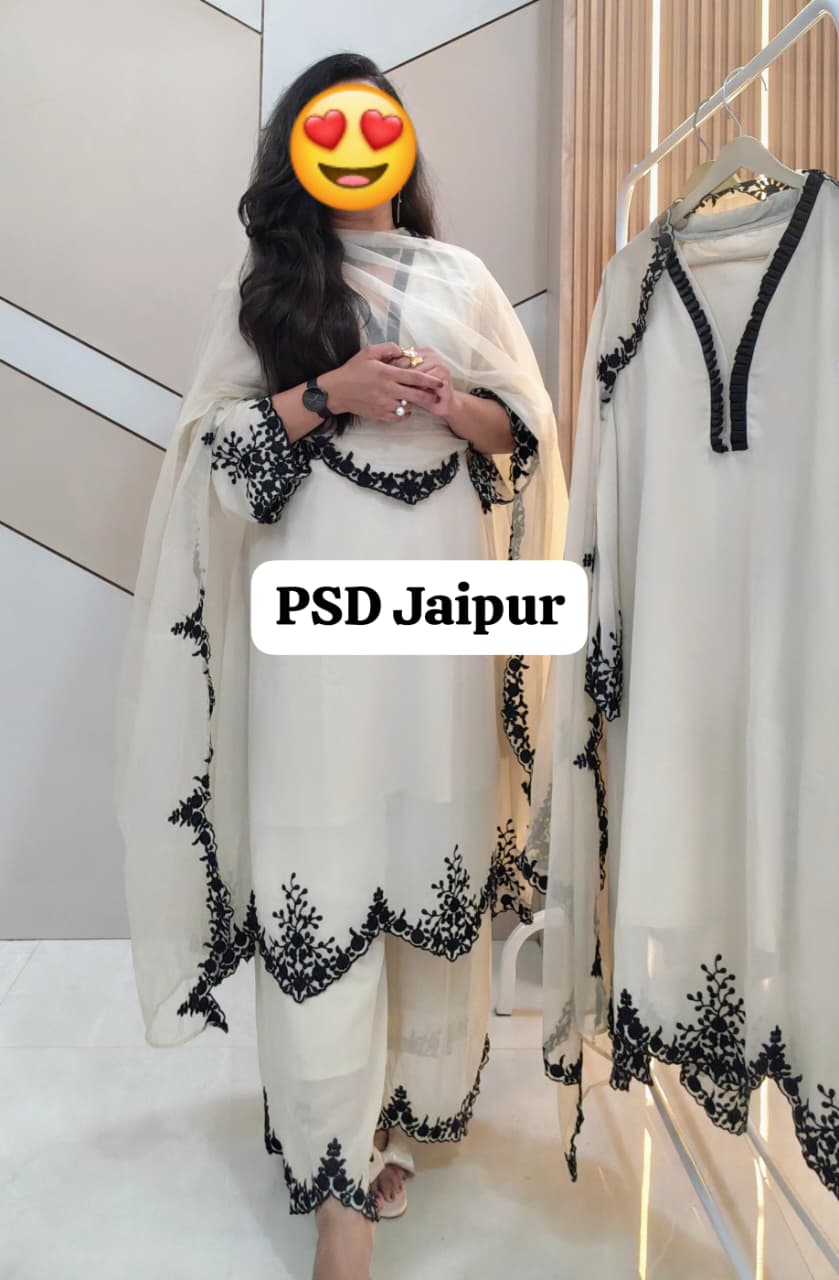 Lux Off white Plazzo  Suit Set