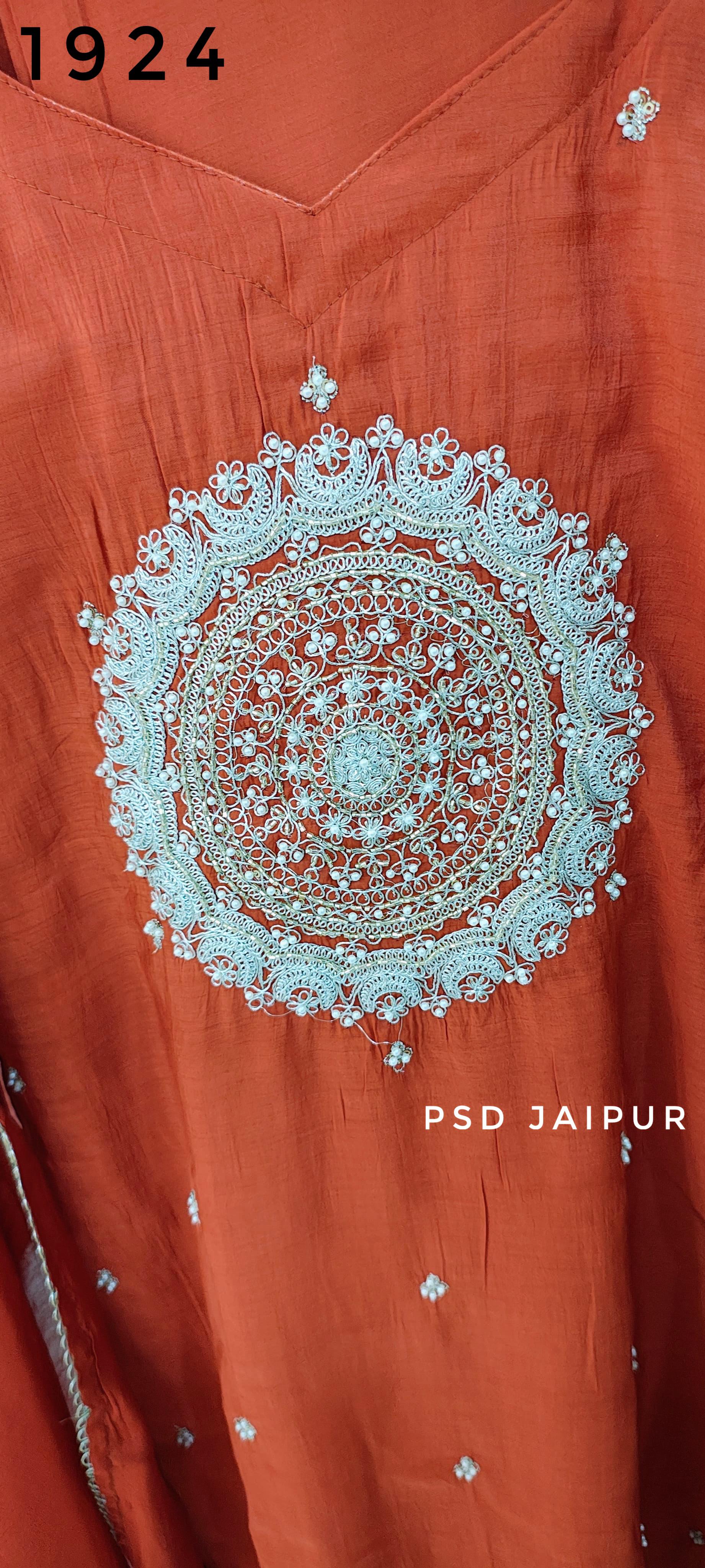 Orange Mul Chanderi Suit