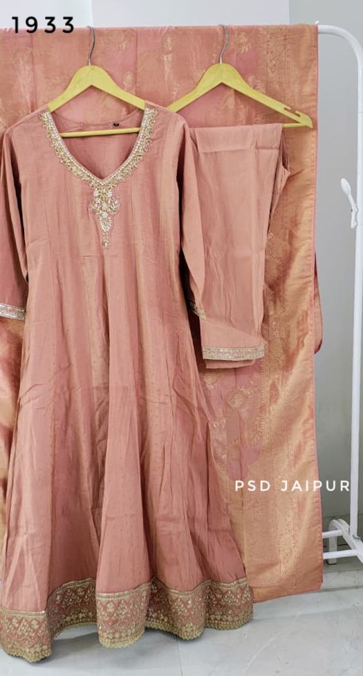 Peach Roman Anarkali Gown Suit