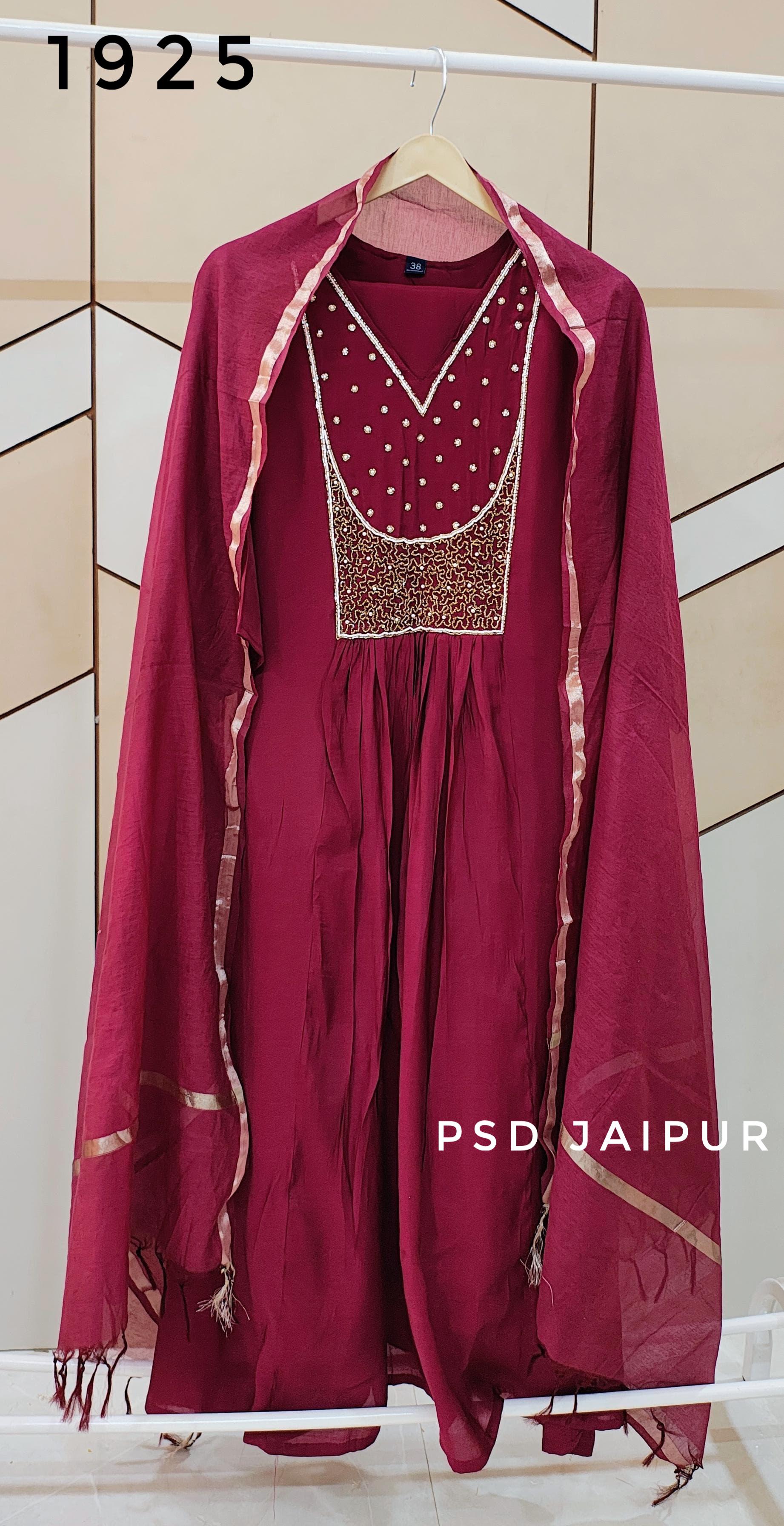 Wine Mul Chanderi suit