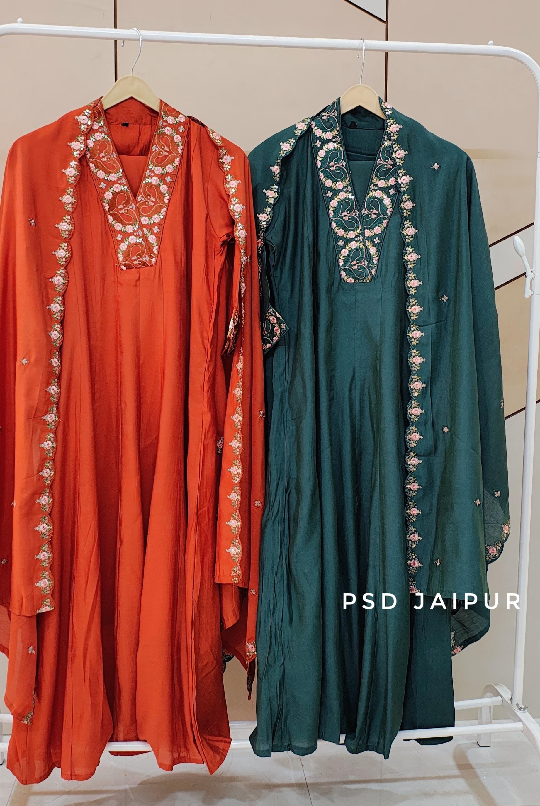 Orange Roman Anarkali Suit