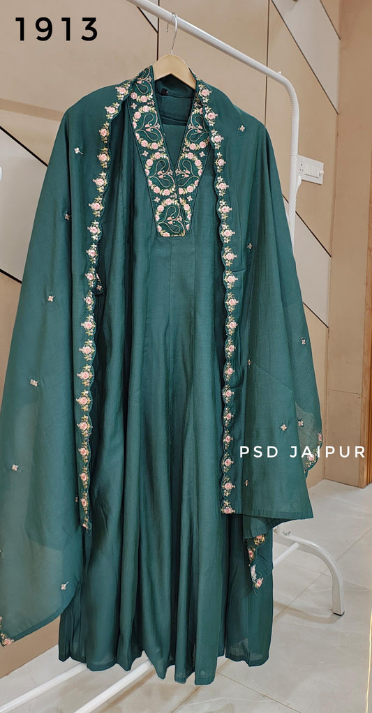 Bottle Green Roman Anarkali Suit