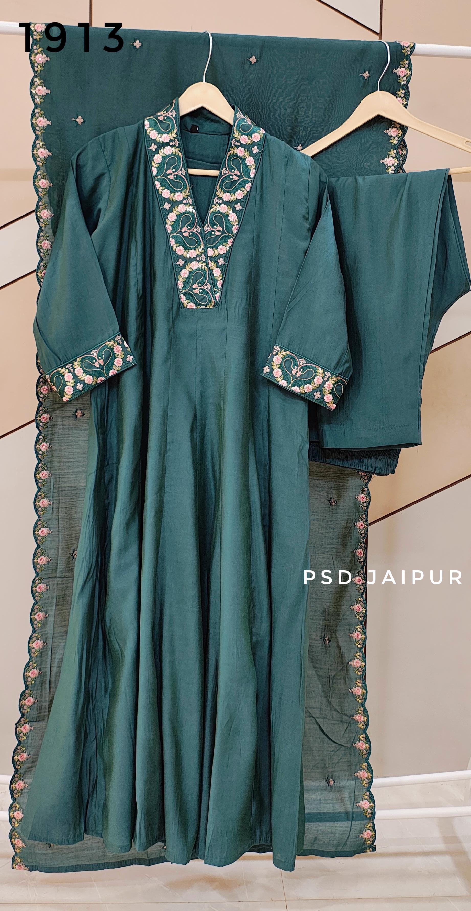 Bottle Green Roman Anarkali Suit