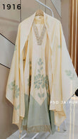 Off white and GreenAnarkali Suit