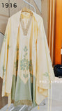 Off white and GreenAnarkali Suit