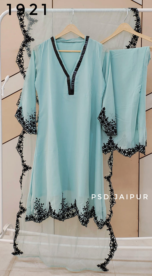 Sky Blue Plazzo Suit
