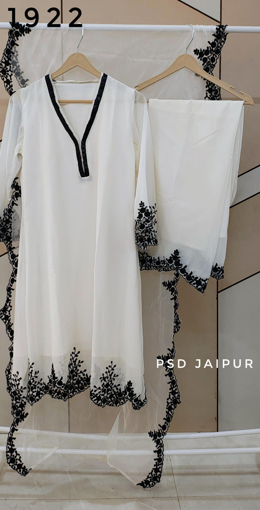 White Plazzo Suit