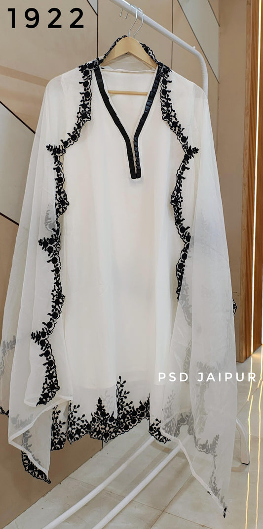 White Plazzo Suit