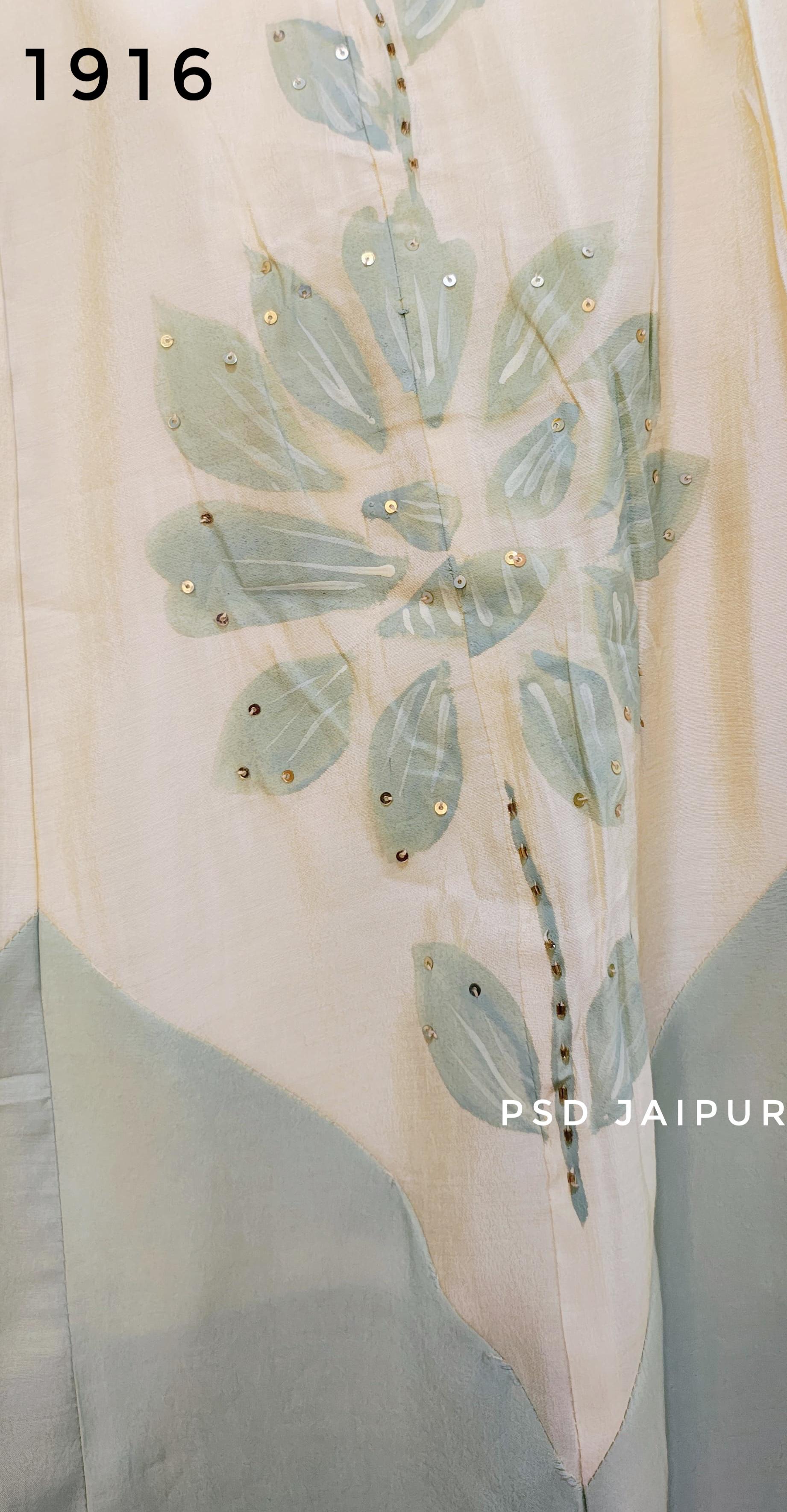 Off white and GreenAnarkali Suit