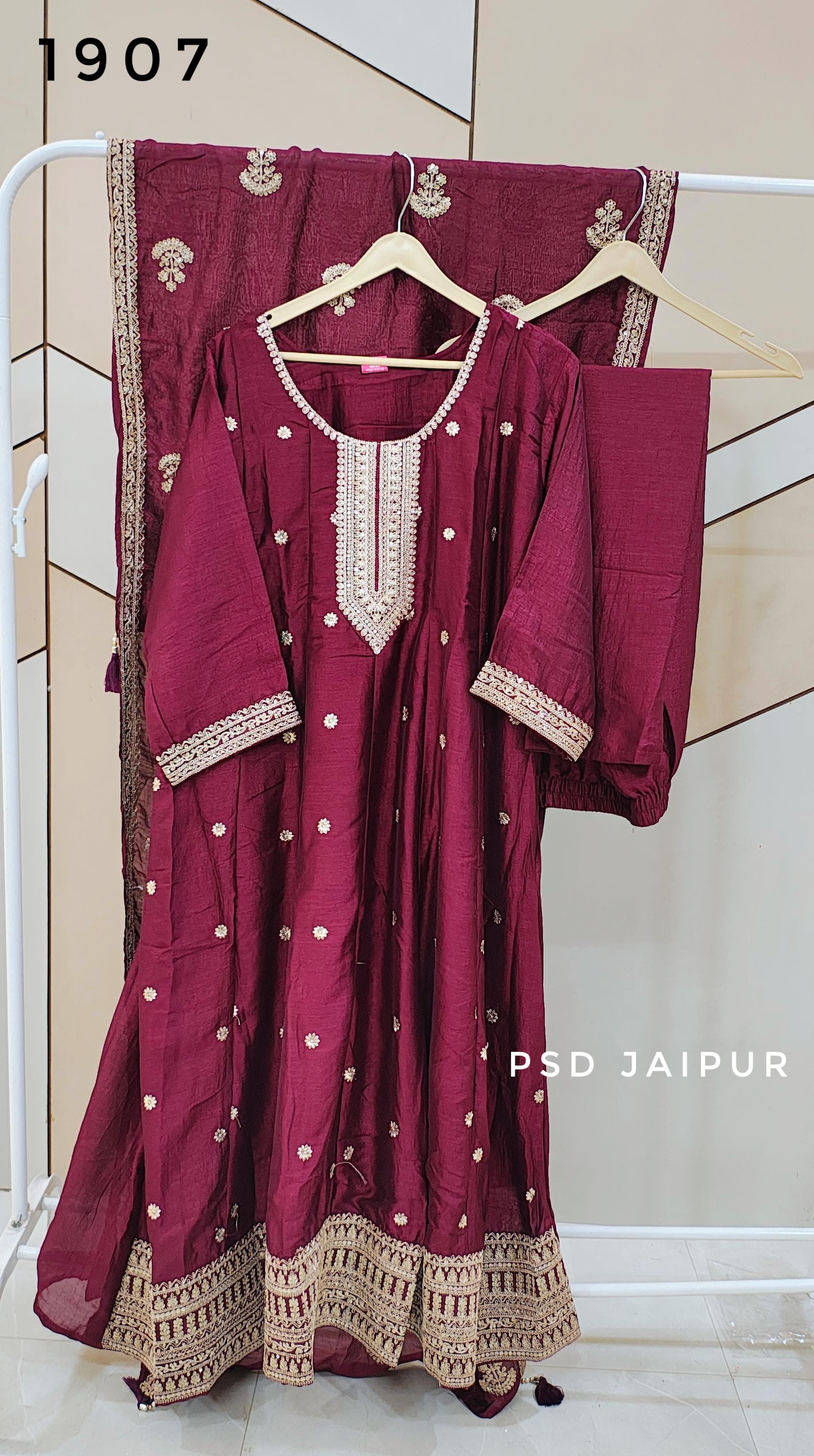 wine Anarkali Suit