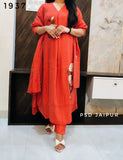 Rust Orange Mul Chanderi Suit
