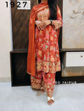 Rust Orange Chinon Indo western