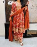 Rust Orange Chinon Indo western