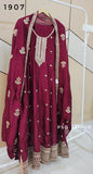 wine Anarkali Suit