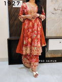 Rust Orange Chinon Indo western