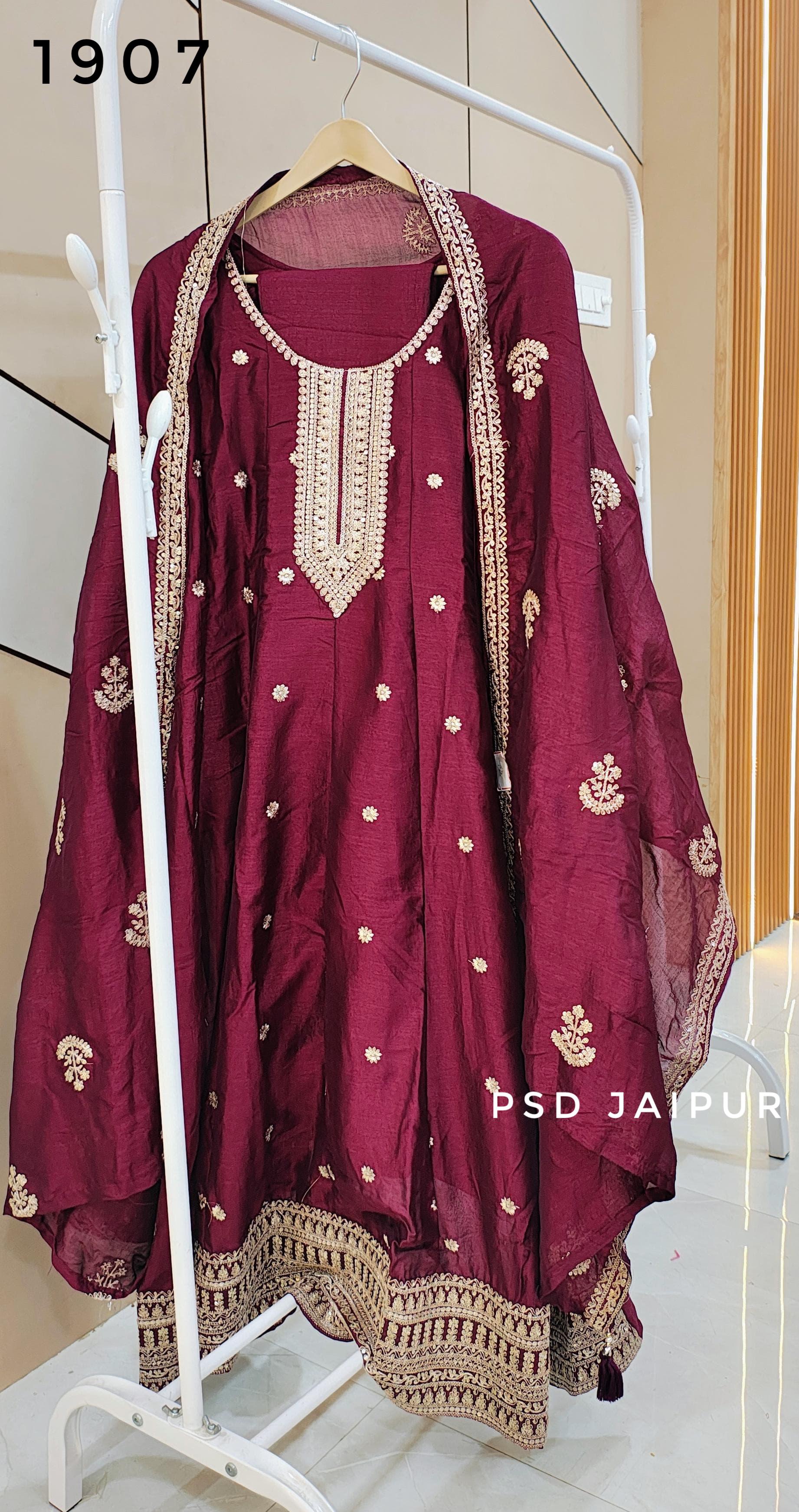 wine Anarkali Suit