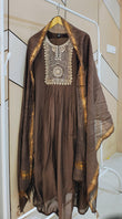 Brown Mul chanderi suit