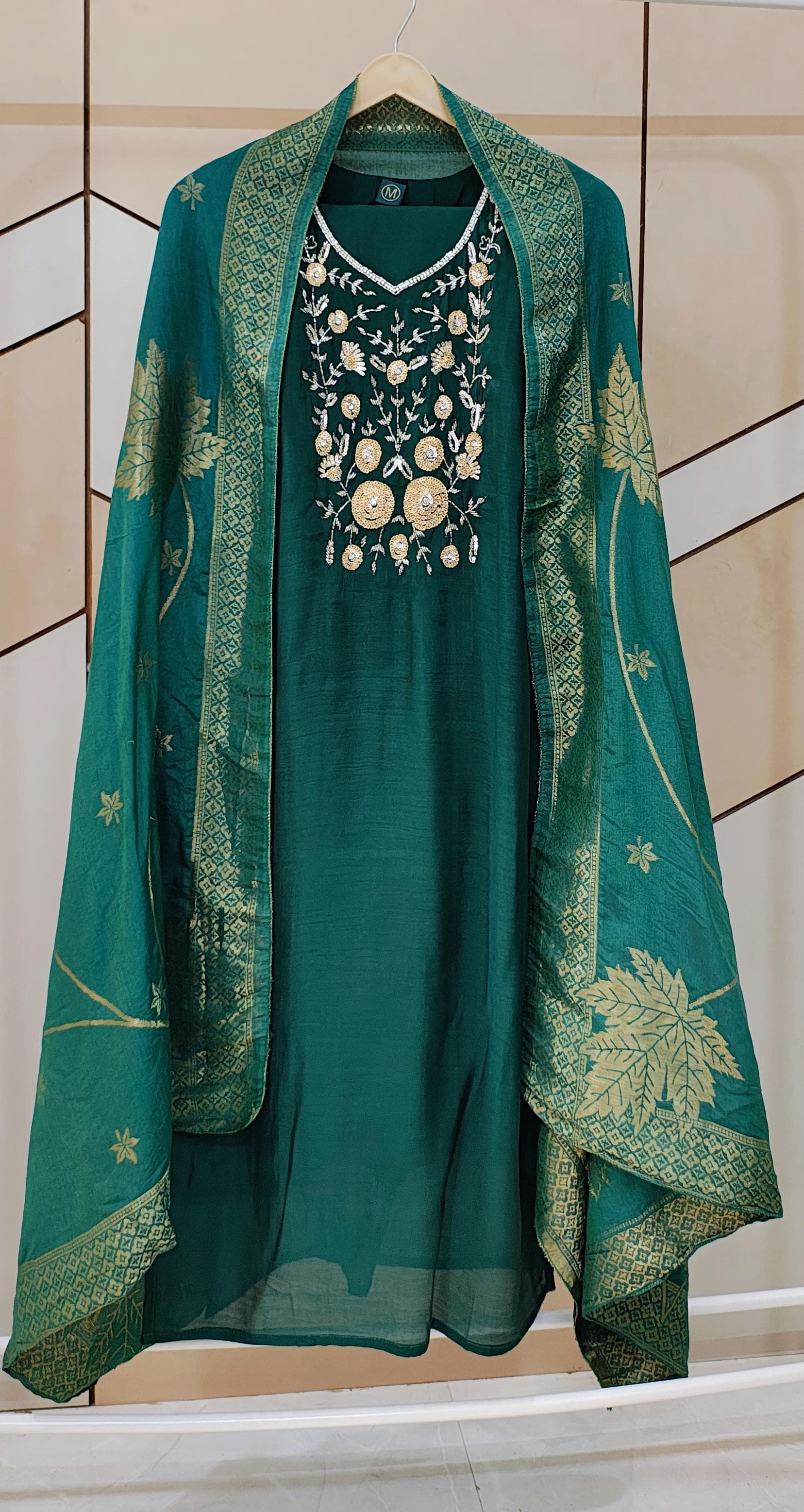 Green Mul Chanderi Suit
