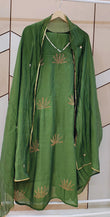 Green Mul chanderi A-lIne Suit