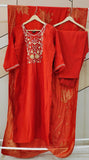Orange Mul Chanderi Suit