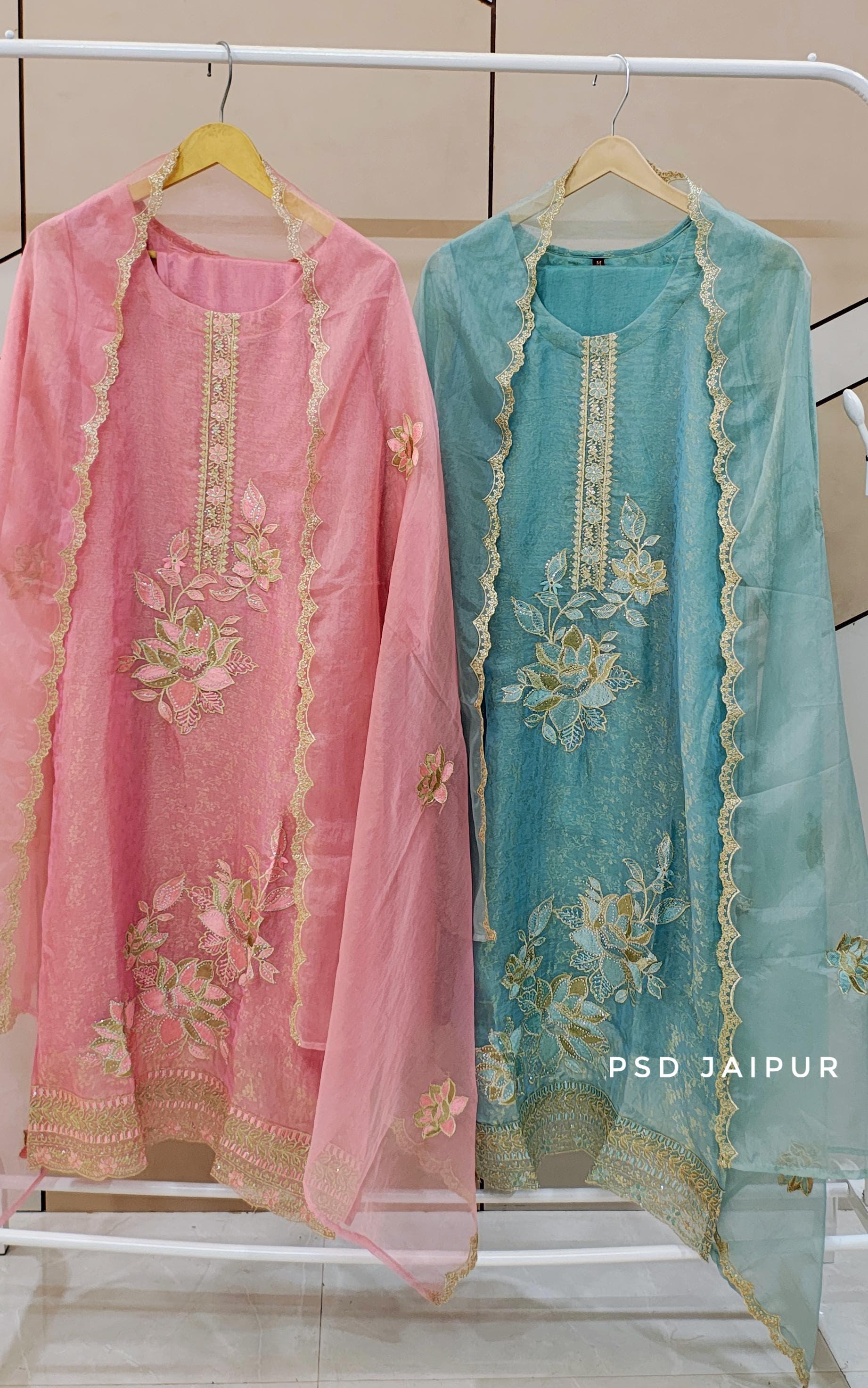 Sky Blue Tissue Shimmer Suit