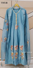 Sky blue Anarkali suit