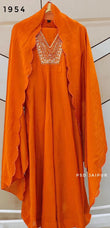 Orange Mul chanderi Anarkali suit