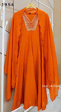 Orange Mul chanderi Anarkali suit
