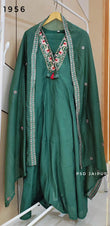 Bottle green Roman Anarkali suit