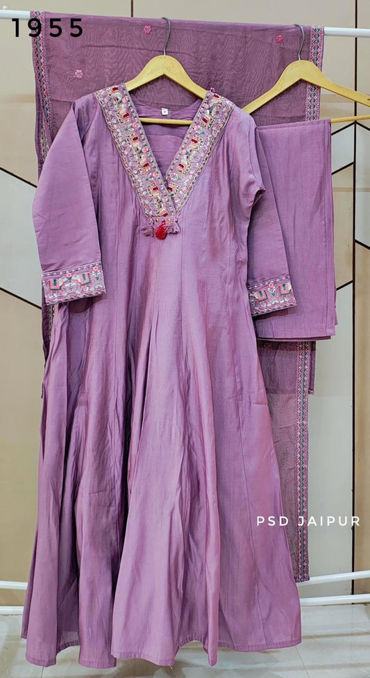Purple Roman Anarkali Suit