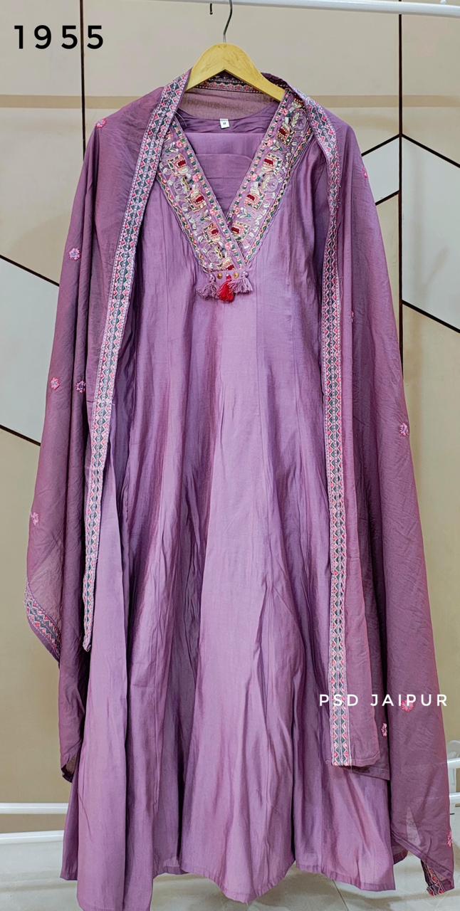 Purple Roman Anarkali Suit