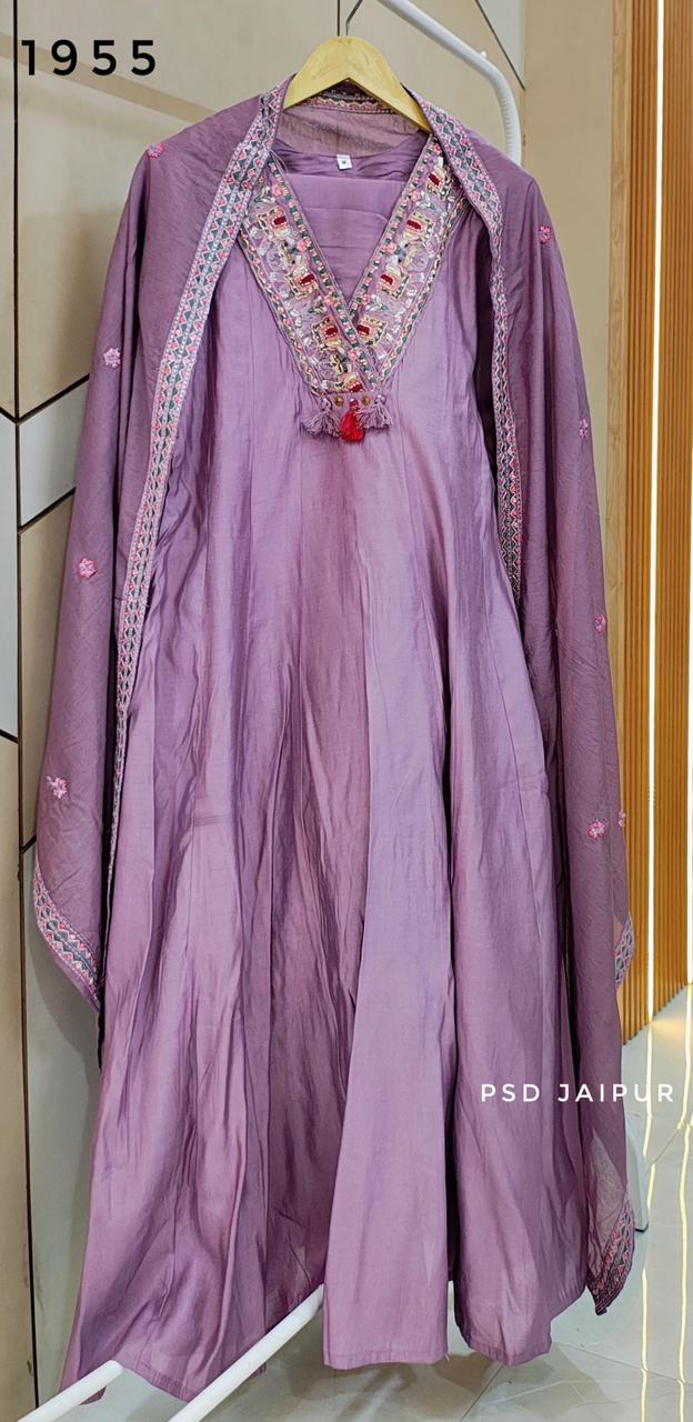 Purple Roman Anarkali Suit