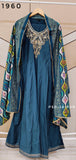 Teal Roman Anarkali suit
