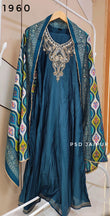 Teal Roman Anarkali suit