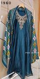 Teal Roman Anarkali suit