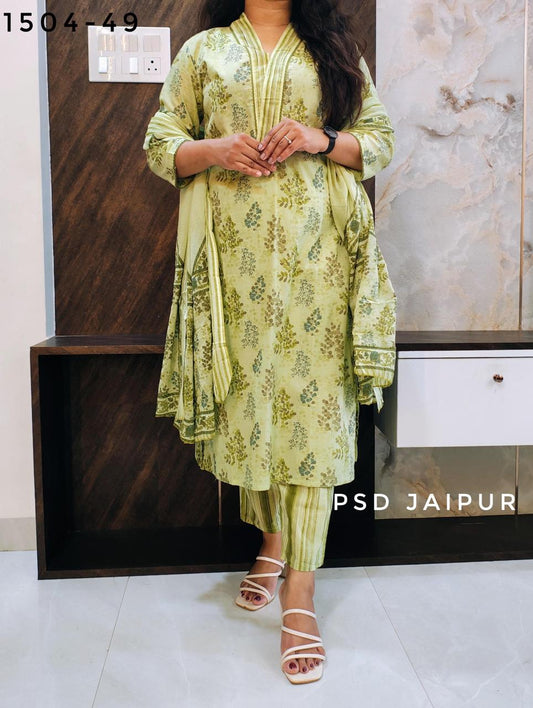 Green Pure Cotton Suit