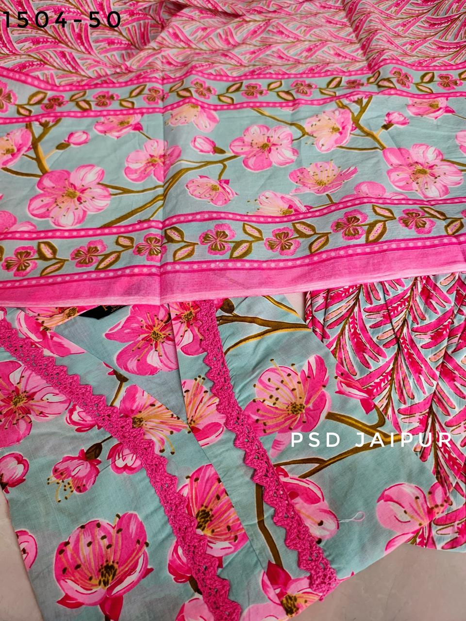 Sky Blue Floral Pure Cotton Suit