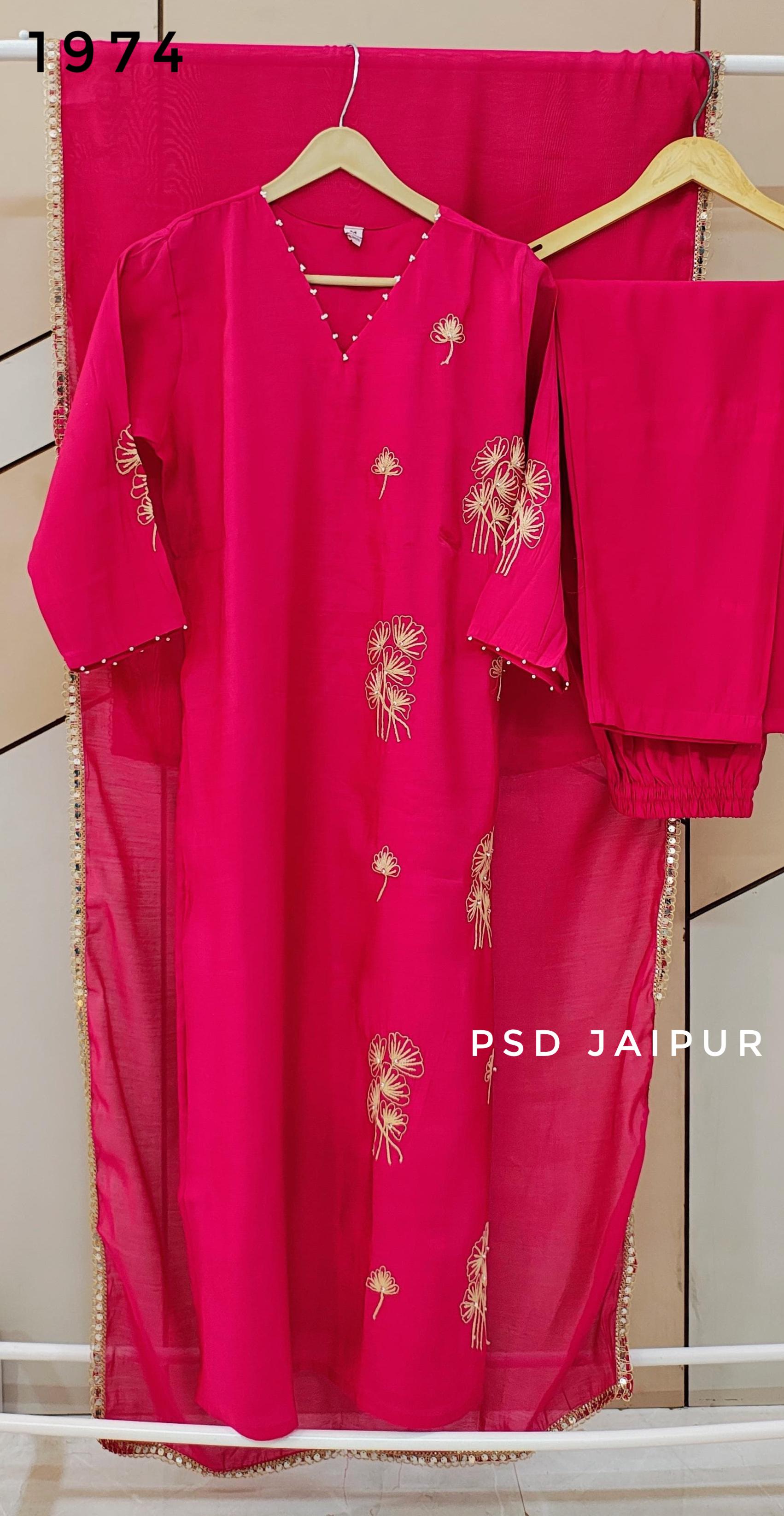 Hot Pink Mul Chanderi suit