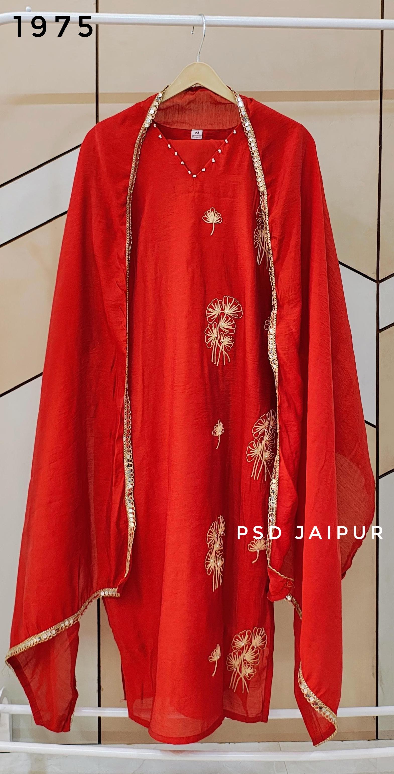 rust orange Mul Chanderi suit