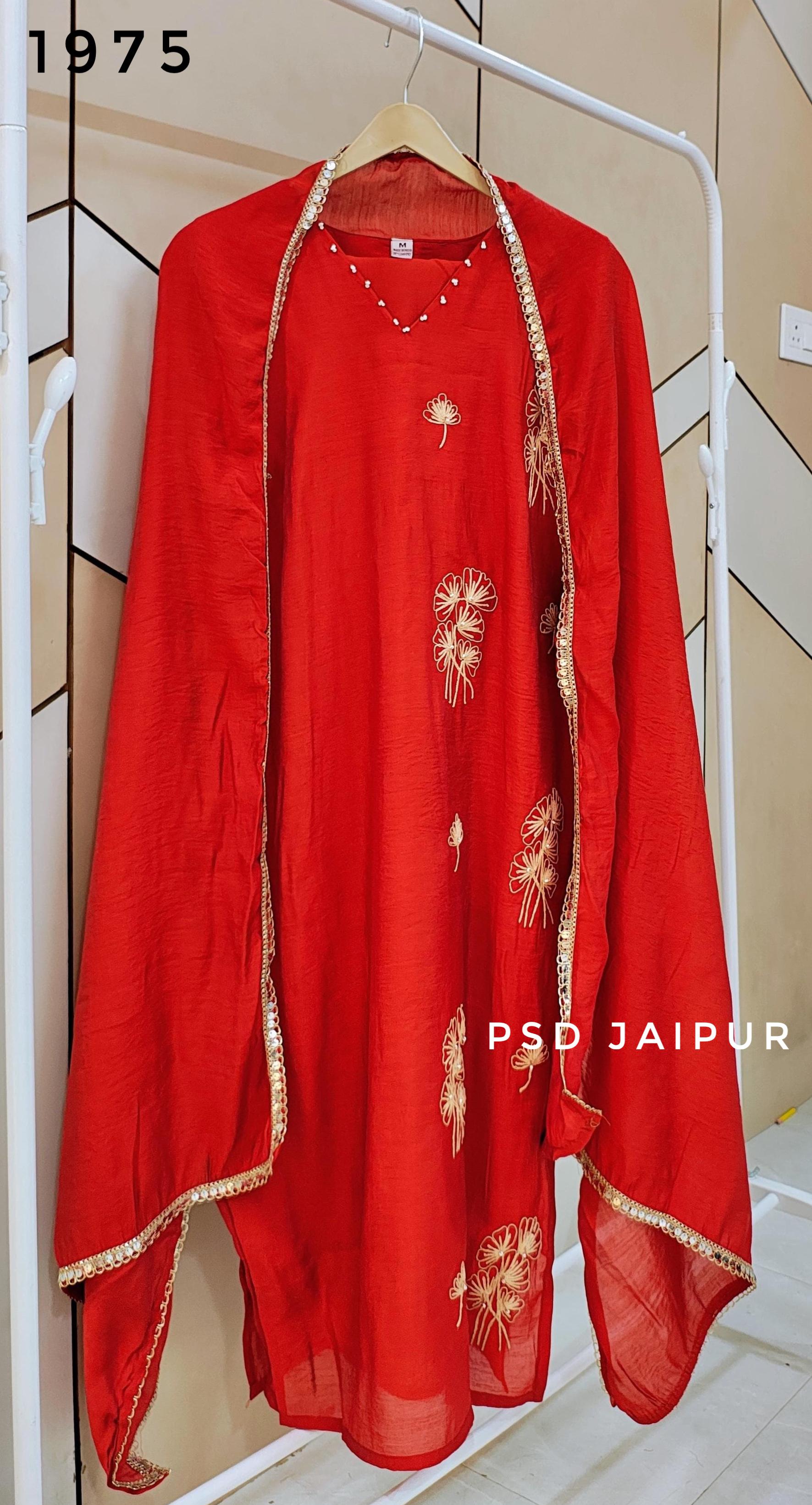 rust orange Mul Chanderi suit