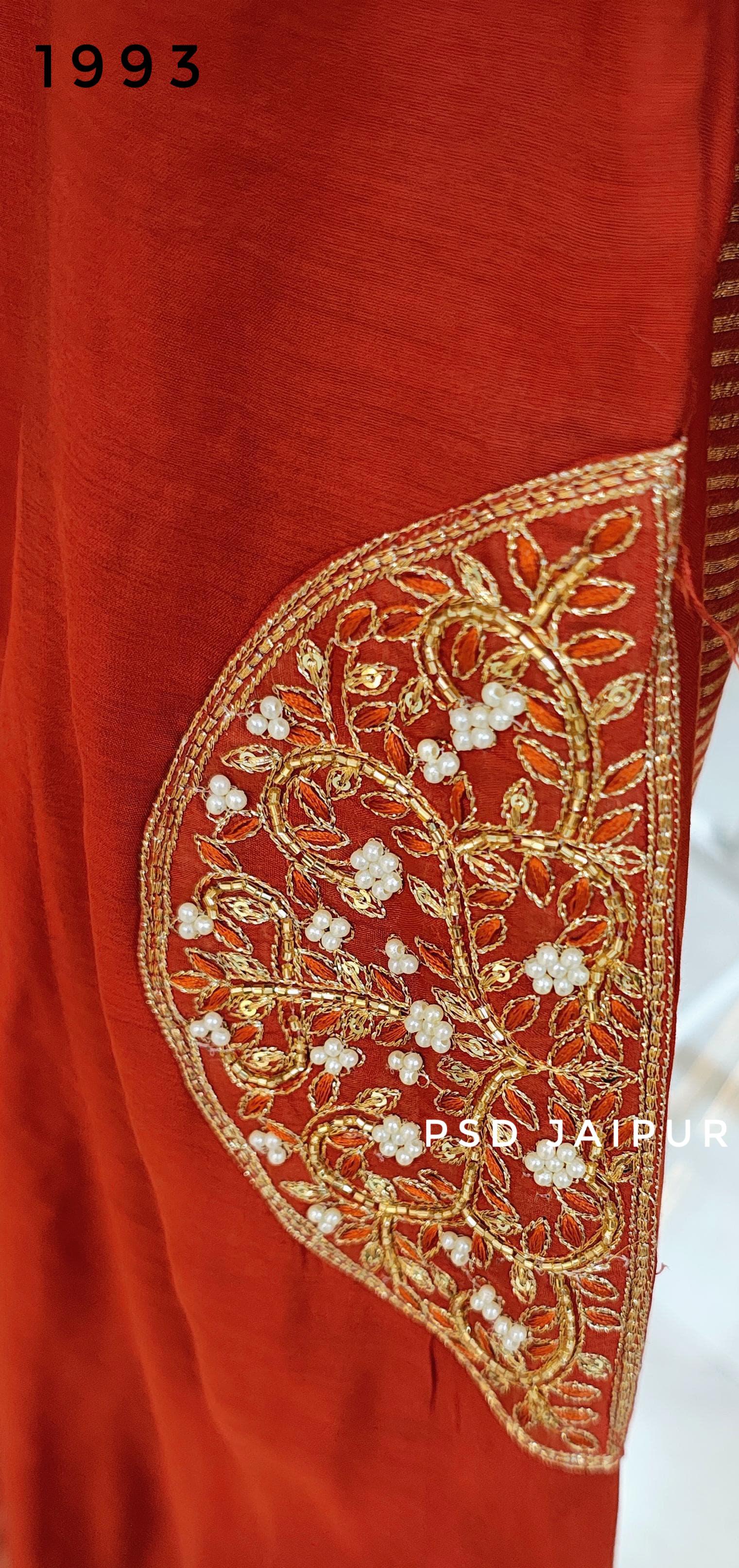 Rust orange Mul Chanderi Suit