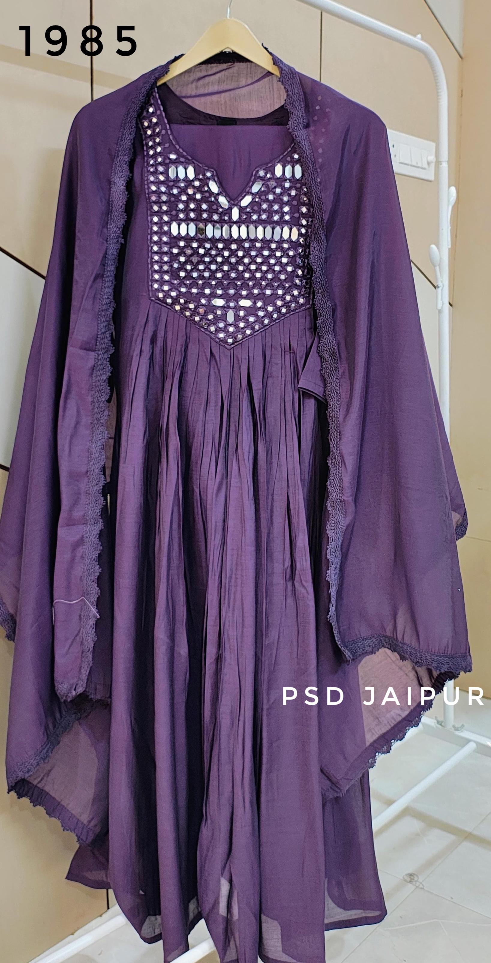 Purple Mul Chanderi Suit