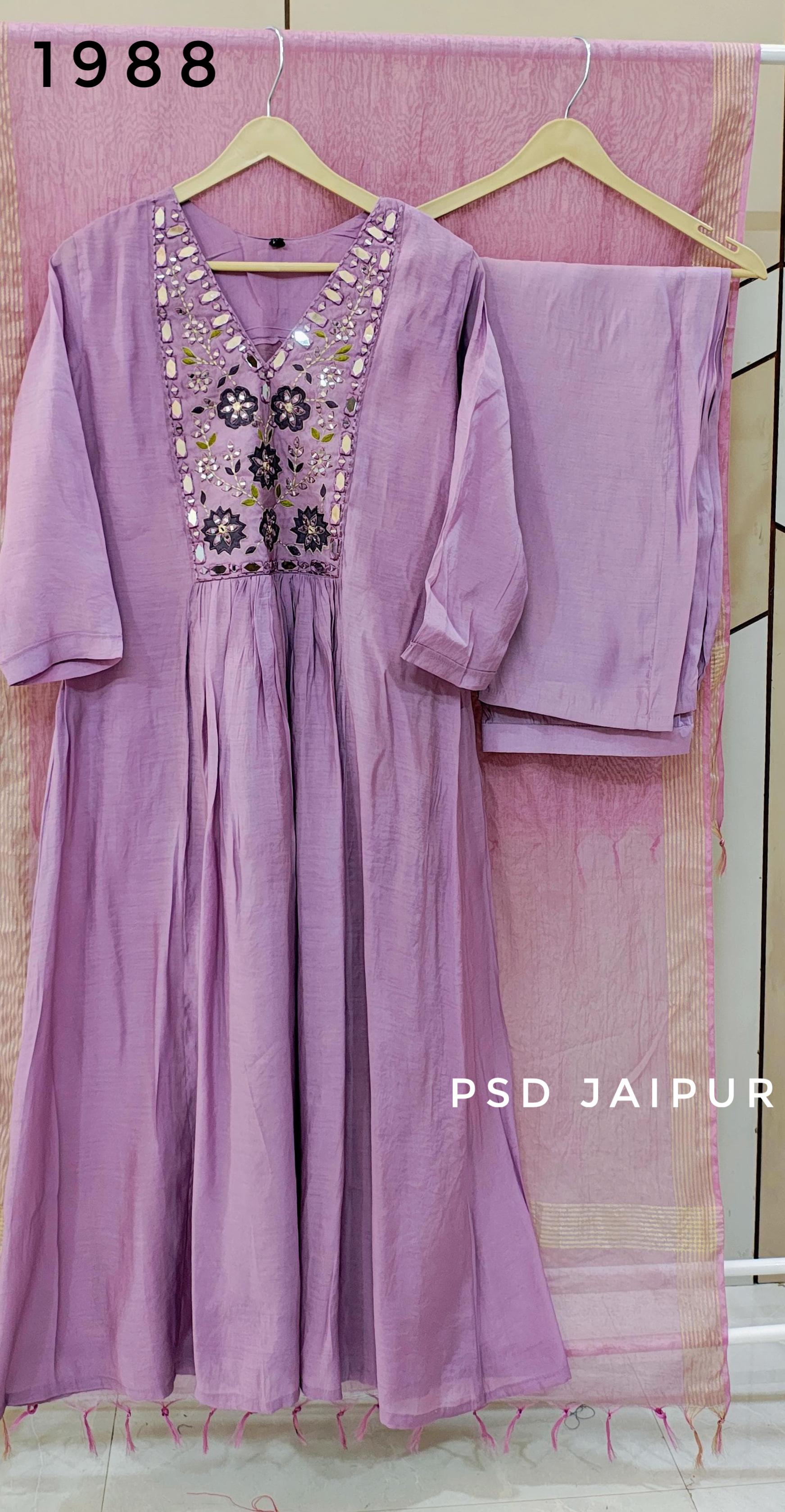 Light Purple Mul Chanderi Suit