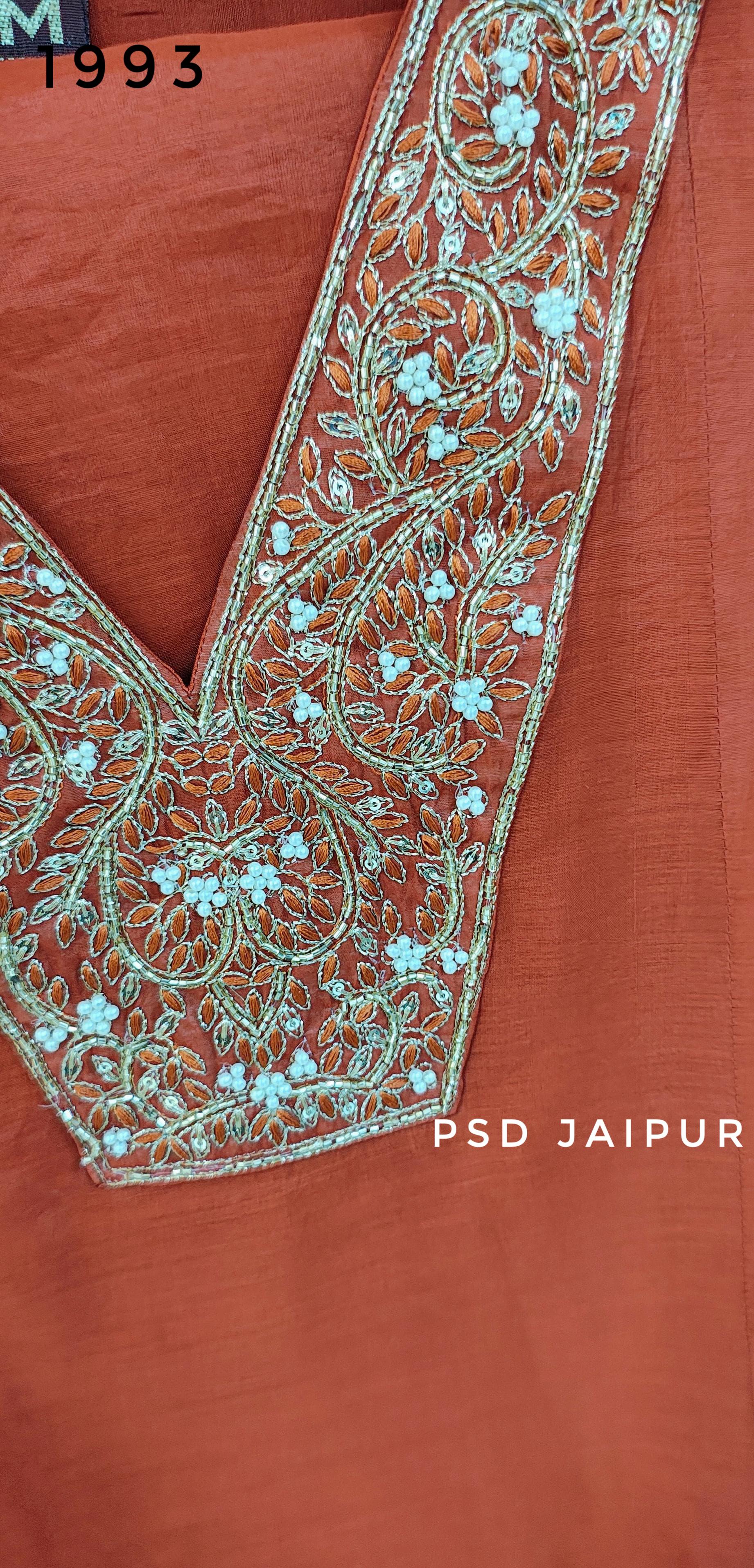 Rust orange Mul Chanderi Suit