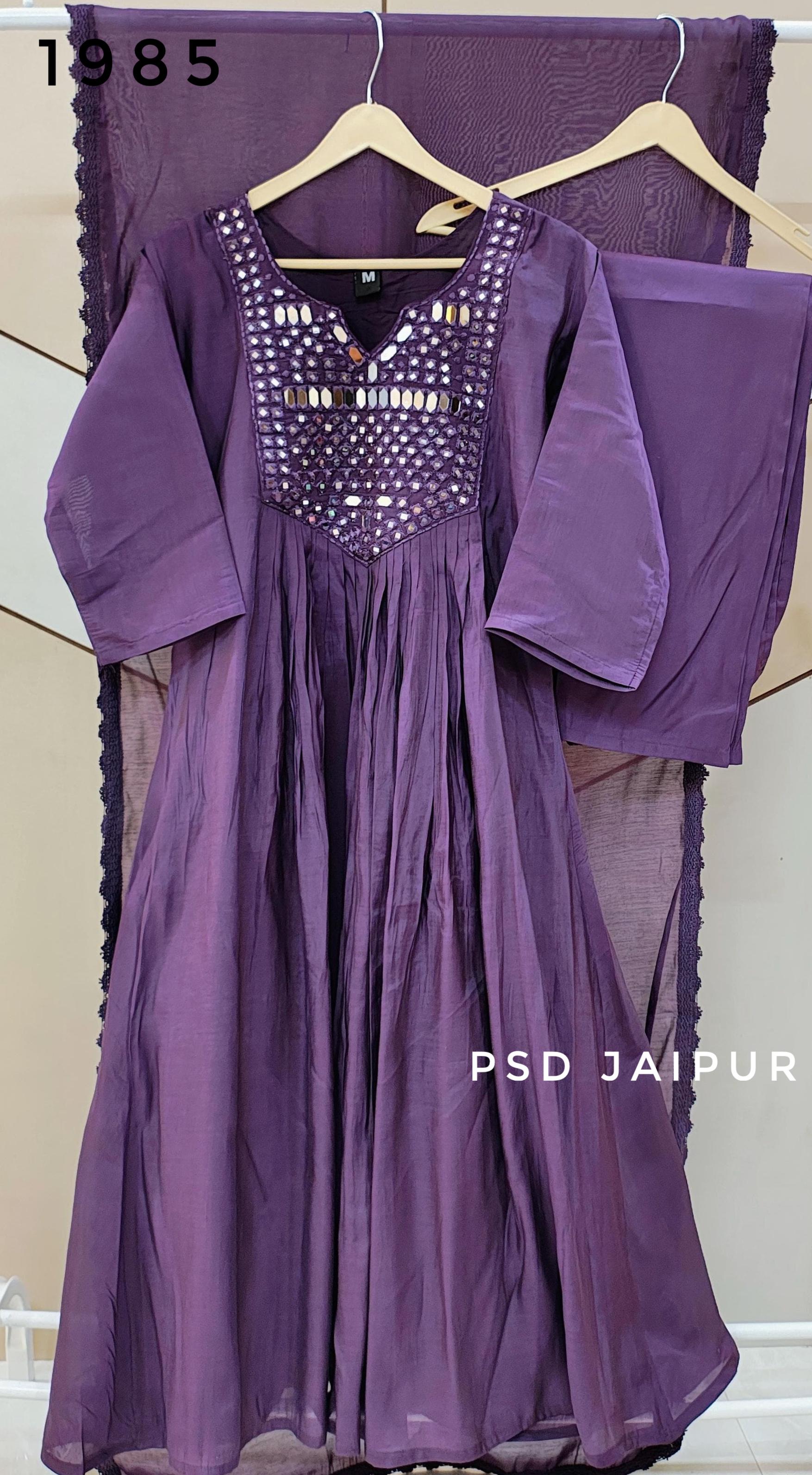 Purple Mul Chanderi Suit