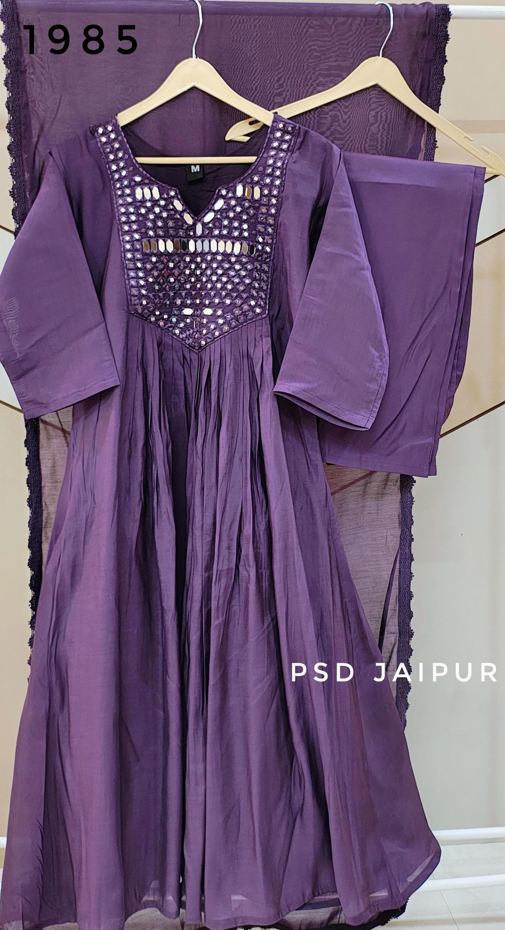 Purple Mul Chanderi Suit